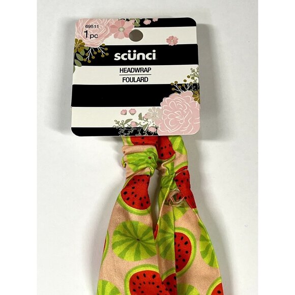 Scunci Watermelon Print Head Wrap Pink Green Graphic Hair Headband NWT - Picture 3 of 4